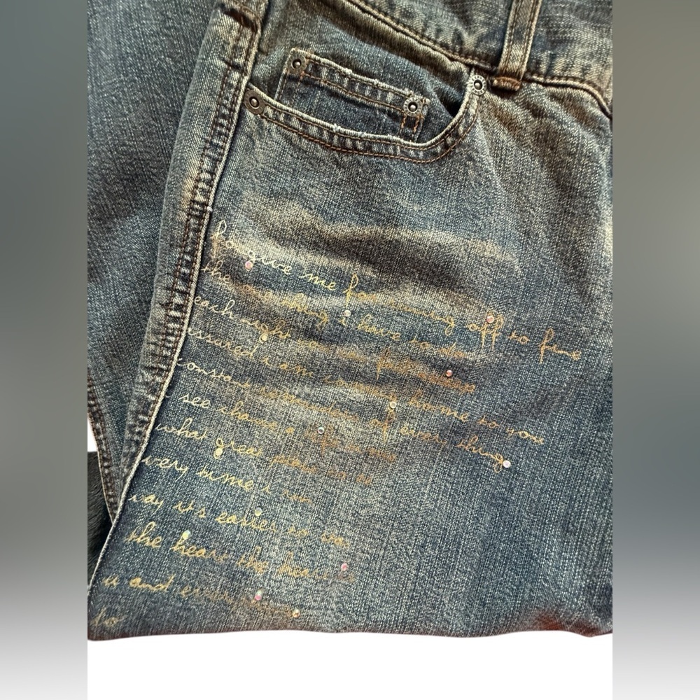 Vintage Y2K Express Jeans Women’s Low Rise Flare Jeans Size 7/8 Embellished - Picture 8 of 9